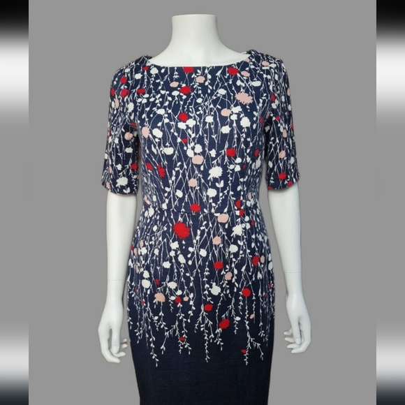 Boden Dresses & Skirts - Boden Navy Blue, Cream, Pink & Red Floral Cotton Dress 2R  Lined